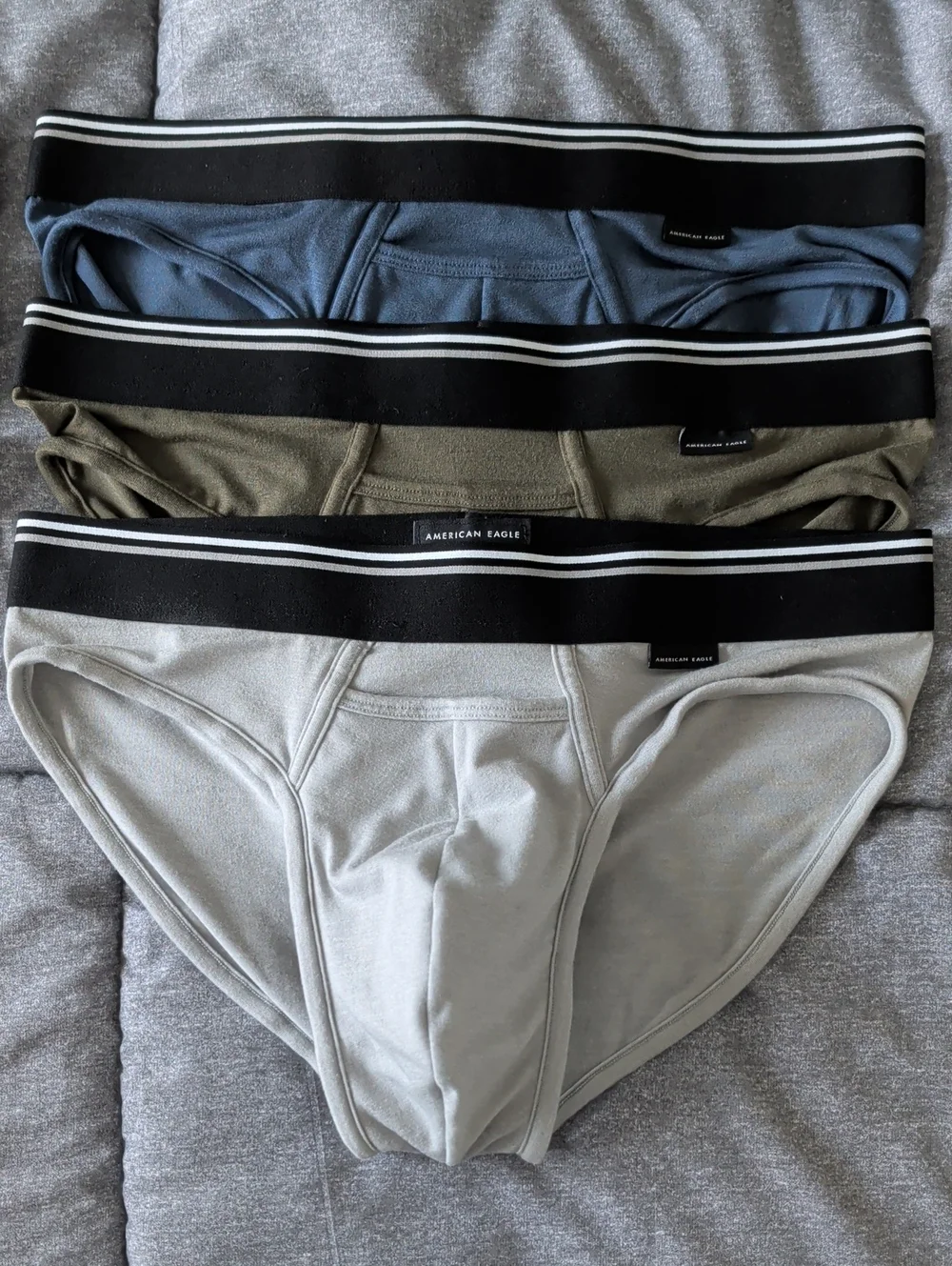 American Eagle Outfitters Men’s Briefs - Blue, Olive, Light Gray (3-Pack)